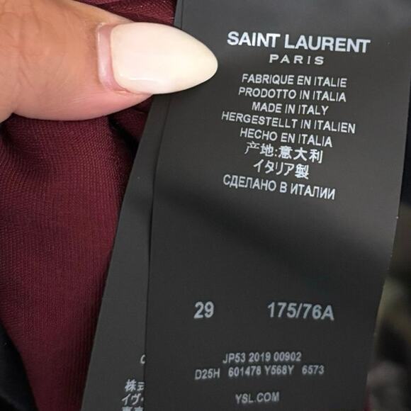 Saint Laurent Men’s Paris Runway Burgundy Velvet Trousers Size 29 - Picture 3 of 8